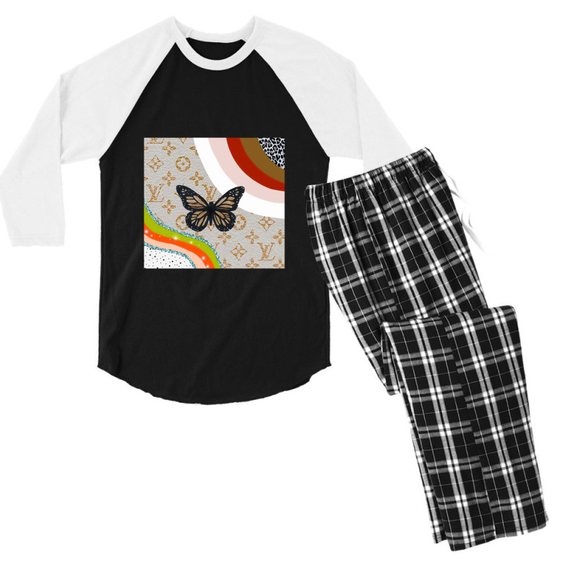 Butterflies Black Collor Butterfly Men's 3/4 Sleeve Pajama Set by gemuruhe | Artistshot