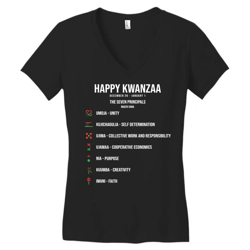 Seven Principles Of Kwanzaa Celebration   Happy Kwanzaa T Shirt Women's V-Neck T-Shirt by MleczynskiShae | Artistshot