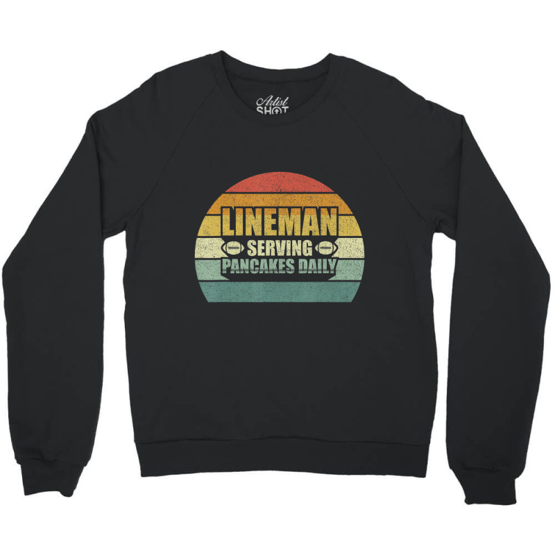 Retro Football Lineman Serving Pancakes Daily Vintage Crewneck Sweatshirt | Artistshot