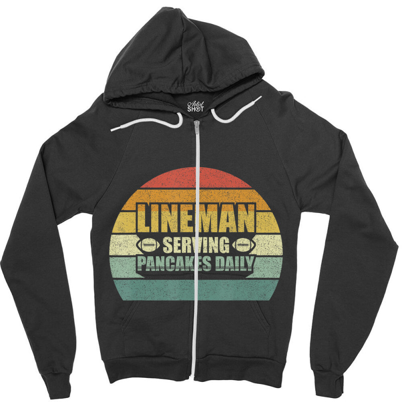 Retro Football Lineman Serving Pancakes Daily Vintage Zipper Hoodie | Artistshot