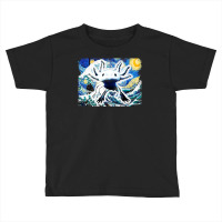 Axolotl And Starry Night Great Wave Van Gogh Art Painting Toddler T-shirt | Artistshot