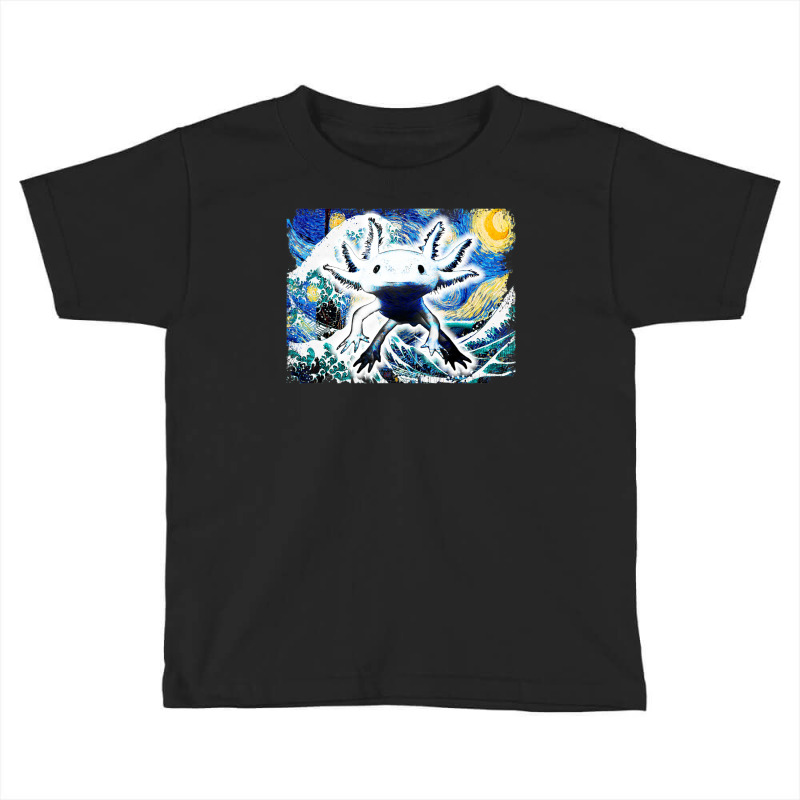 Axolotl And Starry Night Great Wave Van Gogh Art Painting Toddler T-shirt by vucongha | Artistshot