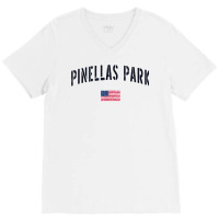 Patriotic Usa Flag Stencil Pinellas Park Fl T Shirt V-neck Tee | Artistshot