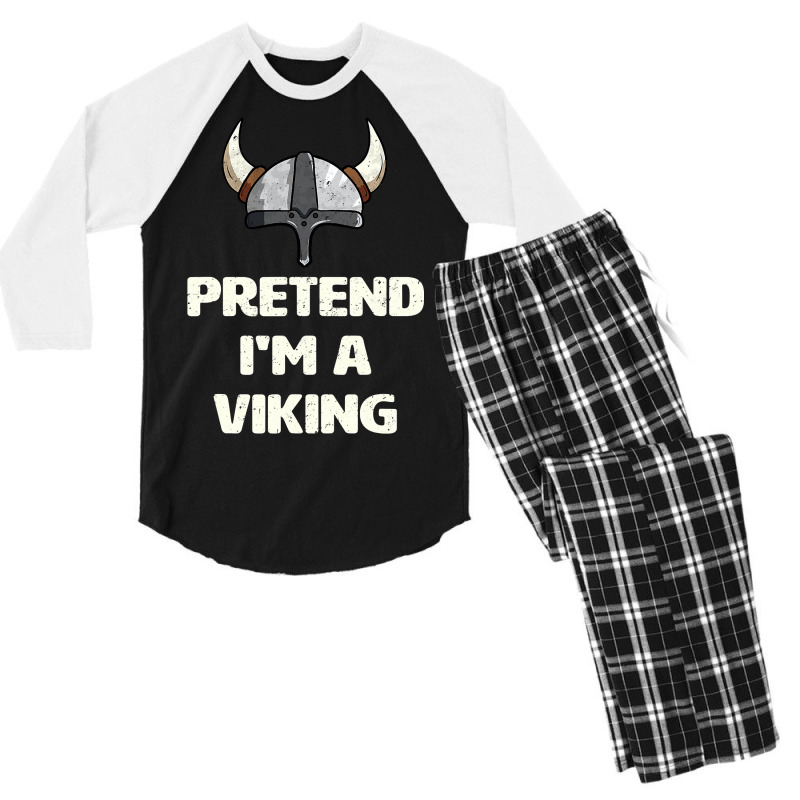 Pretend I M A Viking Costume Funny Halloween Party Men's 3/4 Sleeve Pajama Set | Artistshot