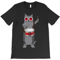 Cool Cat Playing The Snare Drum Hippy Percussionist Kitty T-shirt | Artistshot