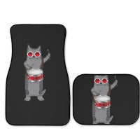 Cool Cat Playing The Snare Drum Hippy Percussionist Kitty Full Set Car Mats | Artistshot