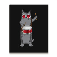 Cool Cat Playing The Snare Drum Hippy Percussionist Kitty Metal Print Vertical | Artistshot