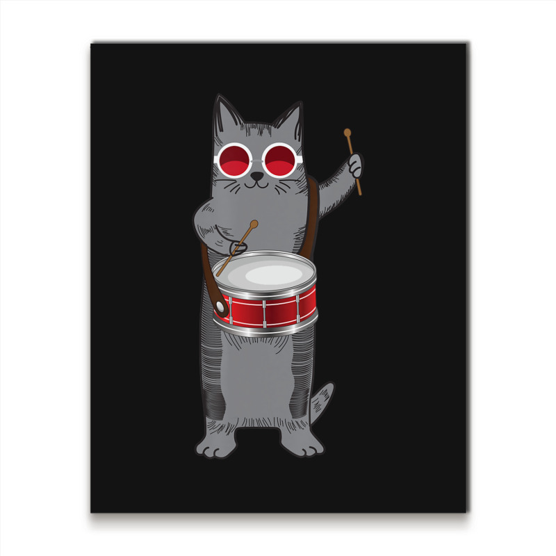 Cool Cat Playing The Snare Drum Hippy Percussionist Kitty Metal Print Vertical | Artistshot