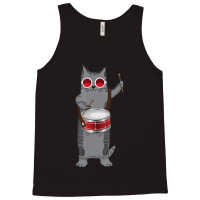 Cool Cat Playing The Snare Drum Hippy Percussionist Kitty Tank Top | Artistshot