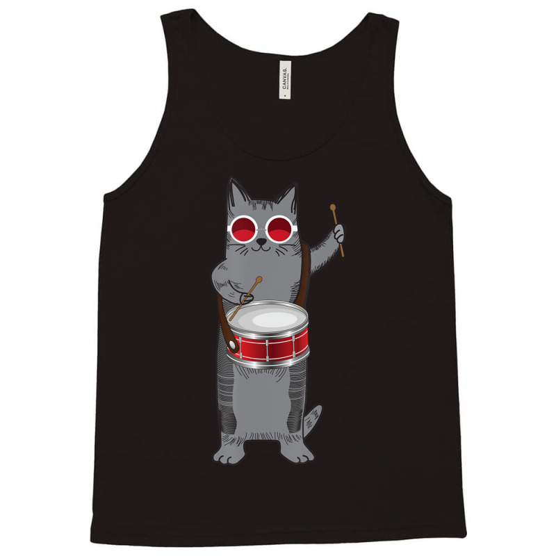 Cool Cat Playing The Snare Drum Hippy Percussionist Kitty Tank Top | Artistshot