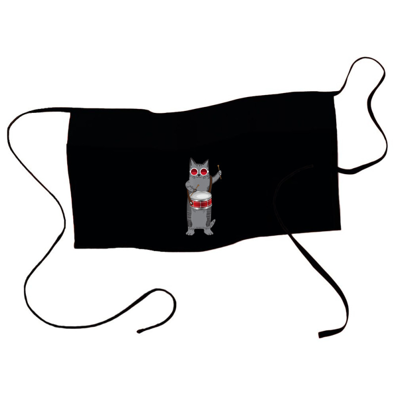 Cool Cat Playing The Snare Drum Hippy Percussionist Kitty Waist Apron | Artistshot