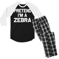 Pretend I M A Zebra Funny Halloween Party Costume Gifts Men's 3/4 Sleeve Pajama Set | Artistshot