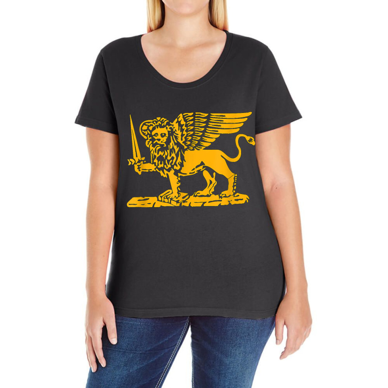 Republic Of Venice Flag St. Mark Lion Sword Book Ladies Curvy T-Shirt by OliviaStoica | Artistshot