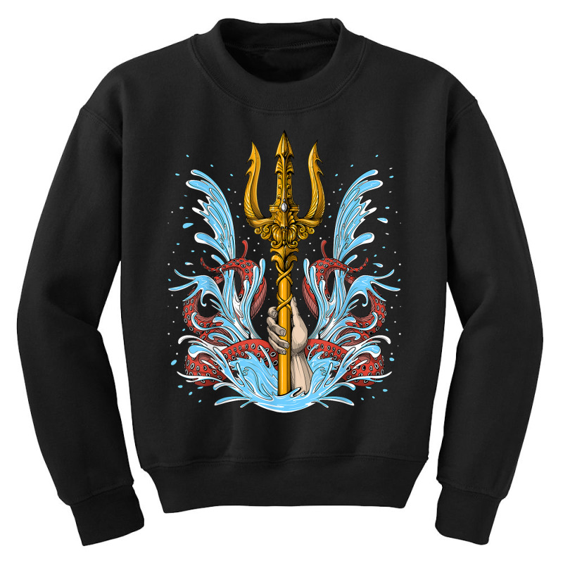 Poseidon Trident Ancient Greek God Mythology Greek Myths T Shirt Youth Sweatshirt | Artistshot