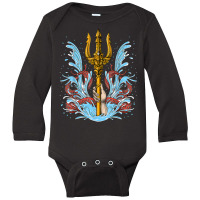 Poseidon Trident Ancient Greek God Mythology Greek Myths T Shirt Long Sleeve Baby Bodysuit | Artistshot