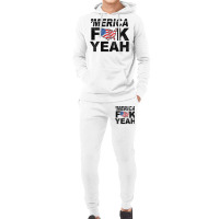 Merica Fuck Yeah Usa Flag 4th Of July Patriotic Hoodie & Jogger Set | Artistshot