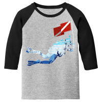 Scuba Diver Flag Ocean Dive Swimming Underwater Diving Tank Top Youth 3/4 Sleeve | Artistshot