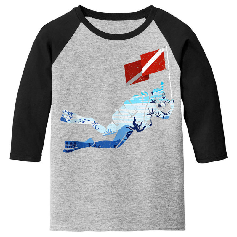 Scuba Diver Flag Ocean Dive Swimming Underwater Diving Tank Top Youth 3/4 Sleeve by cm-arts | Artistshot