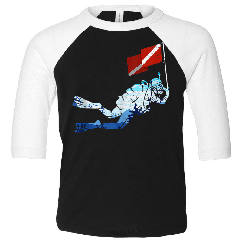 Scuba Diver Flag Ocean Dive Swimming Underwater Diving Tank Top Toddler 3/4 Sleeve Tee by cm-arts | Artistshot