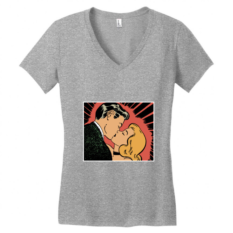 Comic Book Kiss Women's V-neck T-shirt | Artistshot