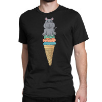 Hippo T  Shirt Cute Hippo On An Ice Cream Cone T  Shirt Classic T-shirt | Artistshot