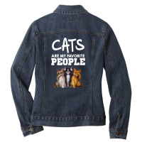 Cats Are My Favorite People Ladies Denim Jacket | Artistshot