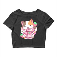 Strawberry Shake Strawberry Milk Cat Kawaii Neko Anime T Shirt Crop Top | Artistshot