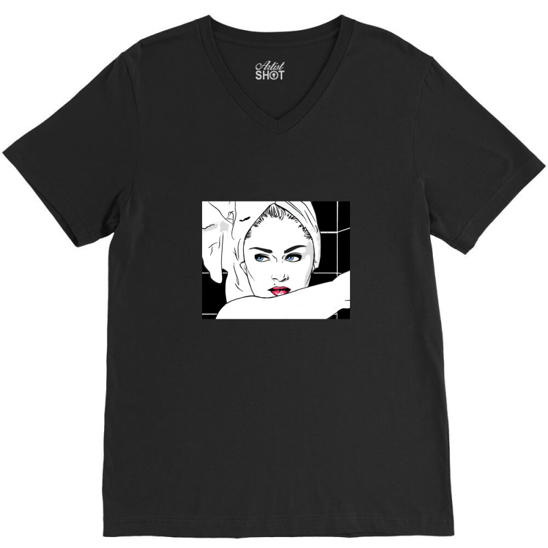 The Material Girl Stepping Out Of The Shower V-Neck Tee by KristiMartin | Artistshot