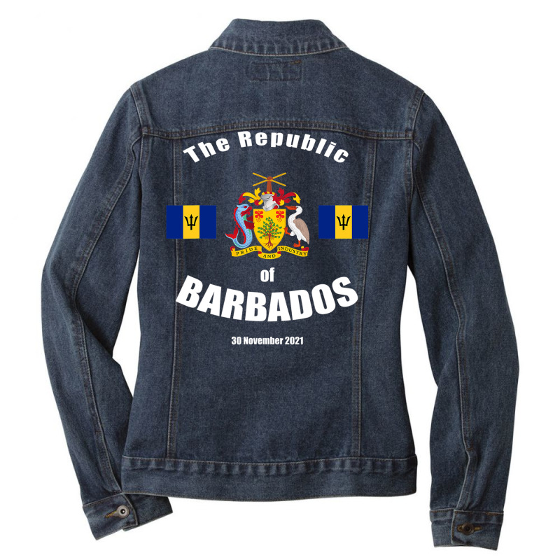 The Republic Of Barbados National Pride Barbadian Love T Shirt Ladies Denim Jacket by MleczynskiShae | Artistshot