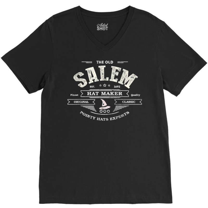 Funny Olde Salem Hatter Witch Hat Maker Co Milliner Company T Shirt V-neck Tee | Artistshot