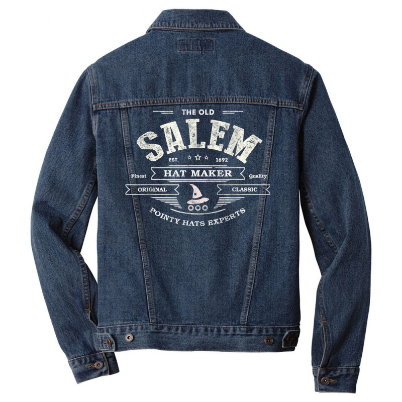 Funny Olde Salem Hatter Witch Hat Maker Co Milliner Company T Shirt Men Denim Jacket | Artistshot