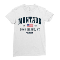 Montauk Long Island Ny New York The End Usa Flag Ladies Fitted T-shirt | Artistshot