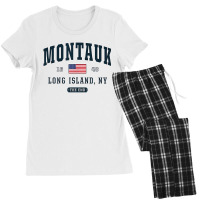 Montauk Long Island Ny New York The End Usa Flag Women's Pajamas Set | Artistshot