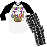 Happy Mardi Gras Fleur De Lis King Cake Crawfish Men's 3/4 Sleeve Pajama Set | Artistshot