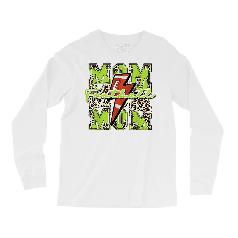 Football Mom, Football Lightning Bolt Leopard Lime Green T Shirt Long Sleeve Shirts by cm-arts | Artistshot