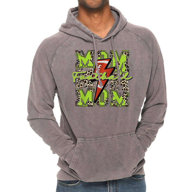 Football Mom, Football Lightning Bolt Leopard Lime Green T Shirt Vintage Hoodie by cm-arts | Artistshot