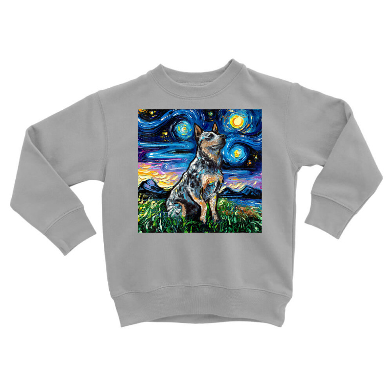 Blue Heeler Starry Night Australian Cattle Dog Art By Aja Toddler Sweatshirt by vucongha | Artistshot