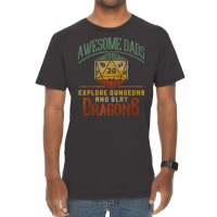 Awesome Dads Explore Dungeons And Slay Dragons Gamer Daddy Vintage T-shirt | Artistshot