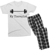 My Therapist Funny Workout Working Out Weightlifting Gym Pun Men's T-shirt Pajama Set | Artistshot