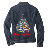 Christmas Tree Skeleton Xmas Radiology Radiologist T-shirt Ladies Denim Jacket | Artistshot