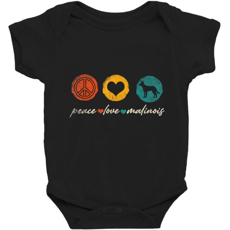 Vintage Peace Love Malinois Dog Lover Gifts T Shirt Baby Bodysuit by cm-arts | Artistshot