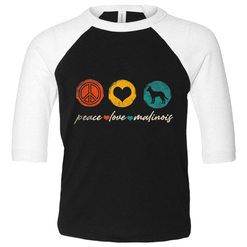 Vintage Peace Love Malinois Dog Lover Gifts T Shirt Toddler 3/4 Sleeve Tee by cm-arts | Artistshot