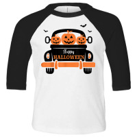 Three Pumpkins In Car Happy Halloween Novelty Holiday Item T Shirt Toddler 3/4 Sleeve Tee | Artistshot