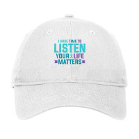 Purple Teal Ribbon I Have Time To Listen Your Life Matters T Shirt Adjustable Cap | Artistshot