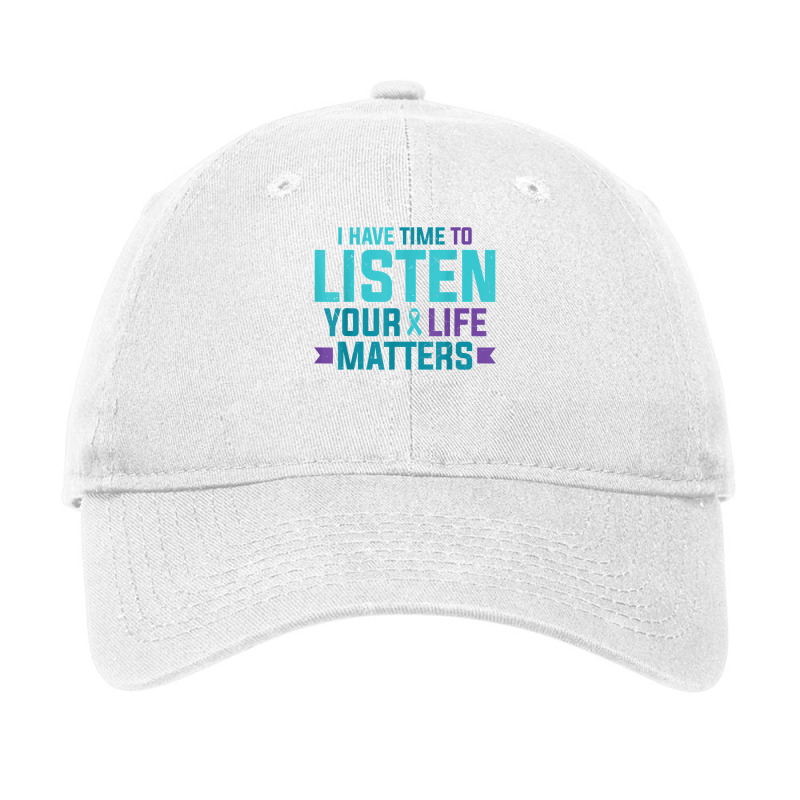 Purple Teal Ribbon I Have Time To Listen Your Life Matters T Shirt Adjustable Cap by cm-arts | Artistshot