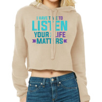 Purple Teal Ribbon I Have Time To Listen Your Life Matters T Shirt Cropped Hoodie | Artistshot