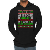 Awesome Uncles Tabletop Christmas D20 Ugly Sweater Lightweight Hoodie | Artistshot