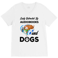 Bookworm Audiobook Dog Lover Owner   Audiobooks And Dogs Raglan Baseba V-neck Tee | Artistshot