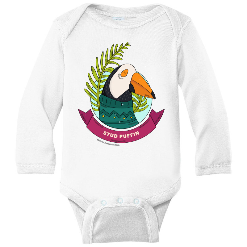 Stud Puffin Bird Long Sleeve Baby Bodysuit by Snap Jolly | Artistshot