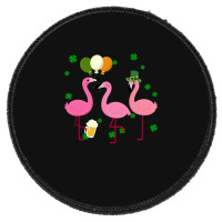 Christmas Flamingo St Patricks Day Round Patch | Artistshot